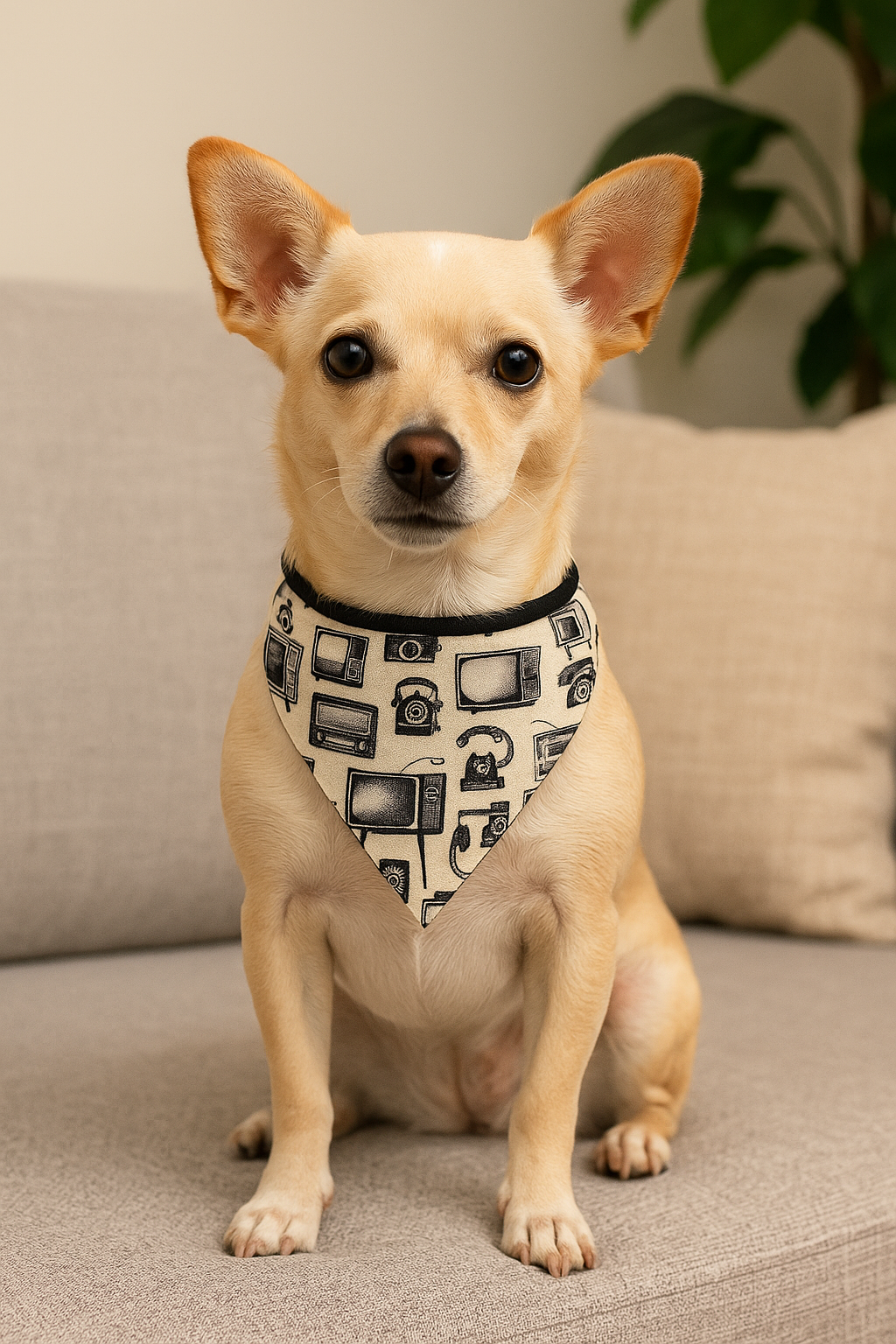 Bandana Pet Estampa Retrô Vintage – Tamanho P/M/G | Estampa Digital Retrô, Dupla Face, Ajustável e 100% Poliéster | Para Cães e Gatos - Doca Express