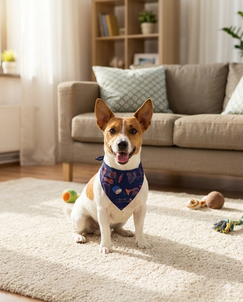 Bandana Pet para Cachorros e Gatos - Dupla Face - Coleção Melodia - Estampa Digital de Instrumentos Musicais - Acessório Pets - Confortável Ajustável e Lavável - Moda Pet Estilosa para Passeios e Fotos - Doca Express