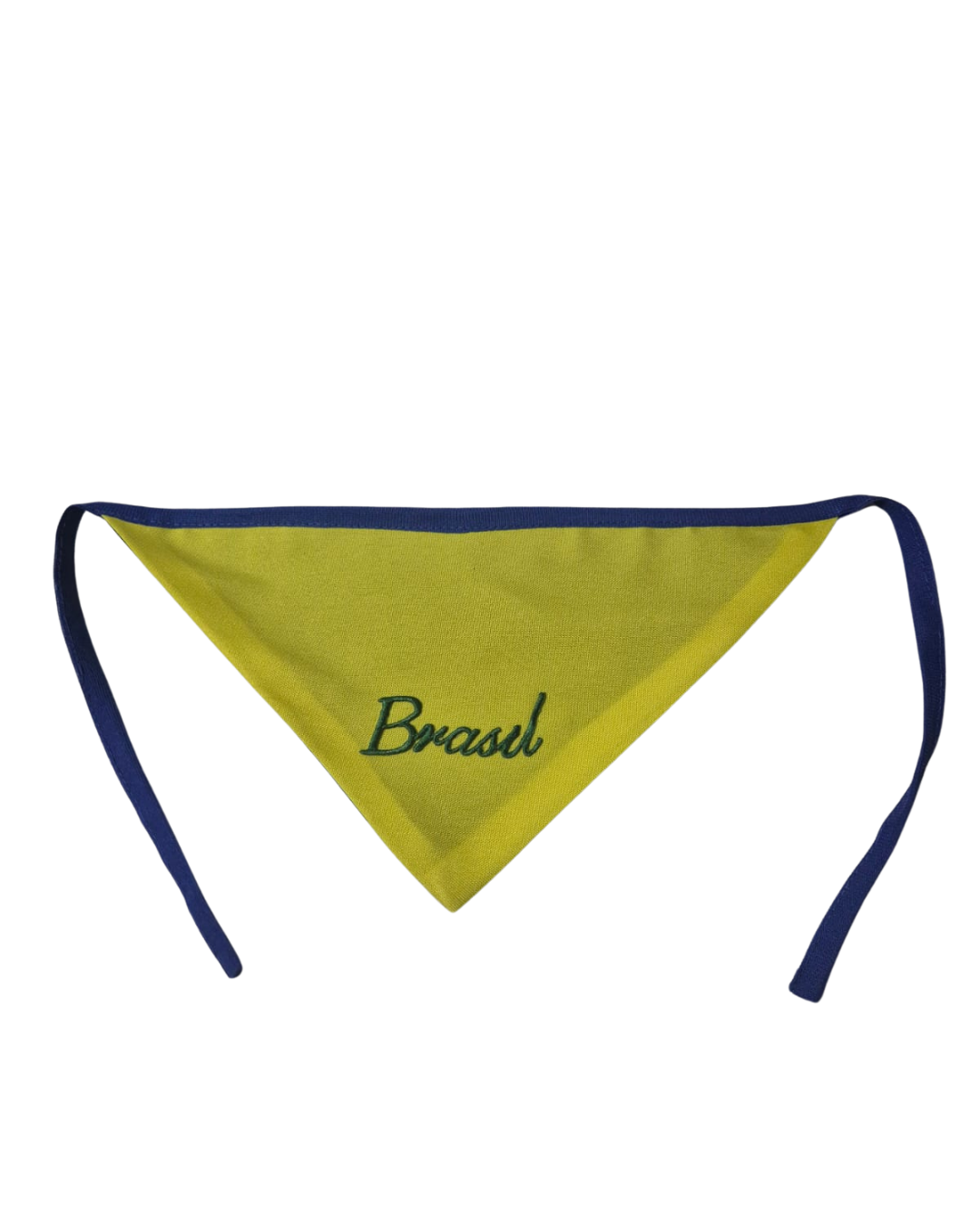 Bandana pet Brasil amarela bordada modelo Brasil Raiz para cachorro e gato