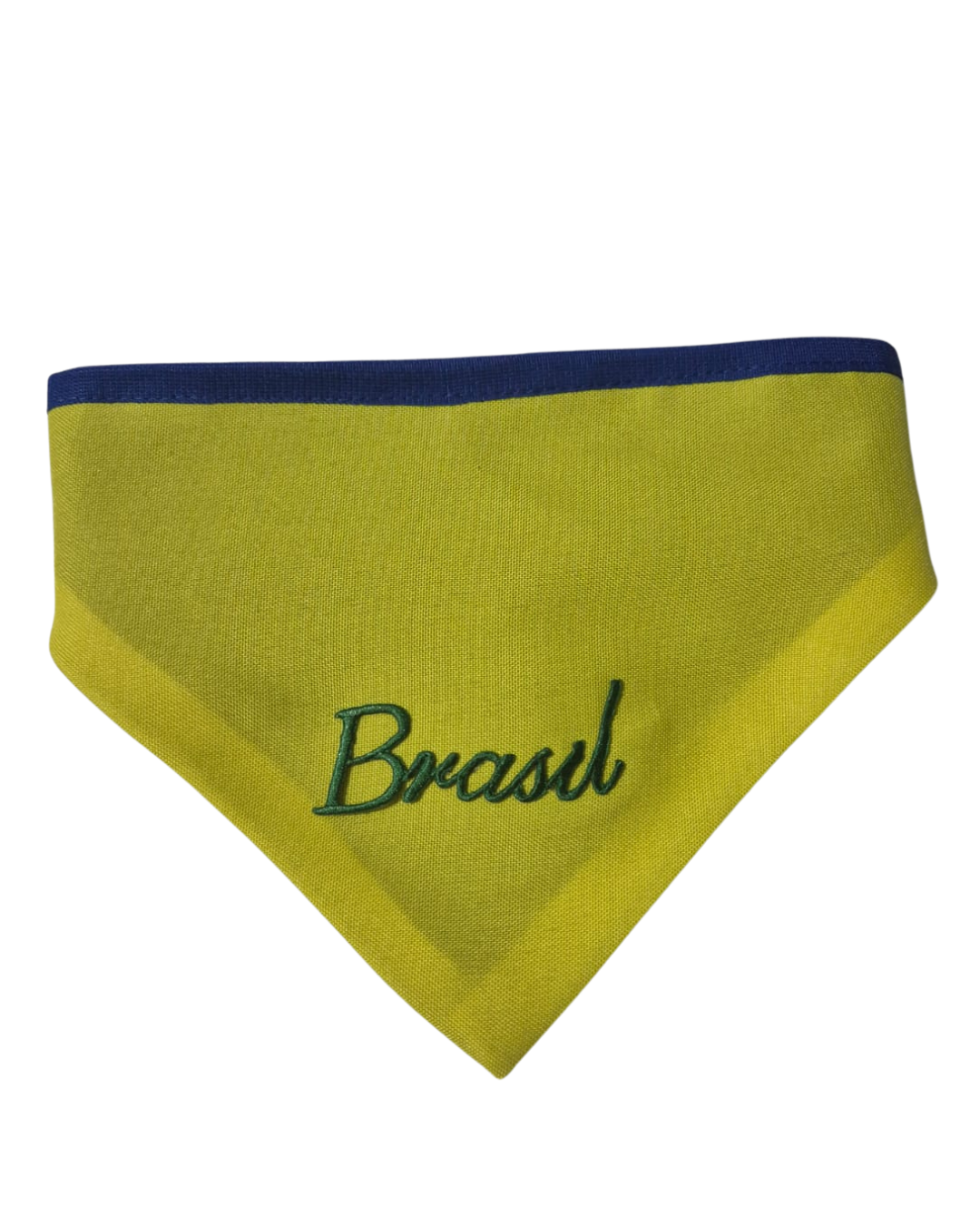 Bandana pet Brasil amarela bordada modelo Brasil Raiz para cachorro e gato