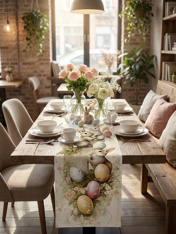 Caminho de Mesa Páscoa com Coelhos Vintage | Doca Express