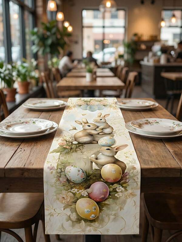 Caminho de Mesa Páscoa com Coelhos Vintage | Doca Express
