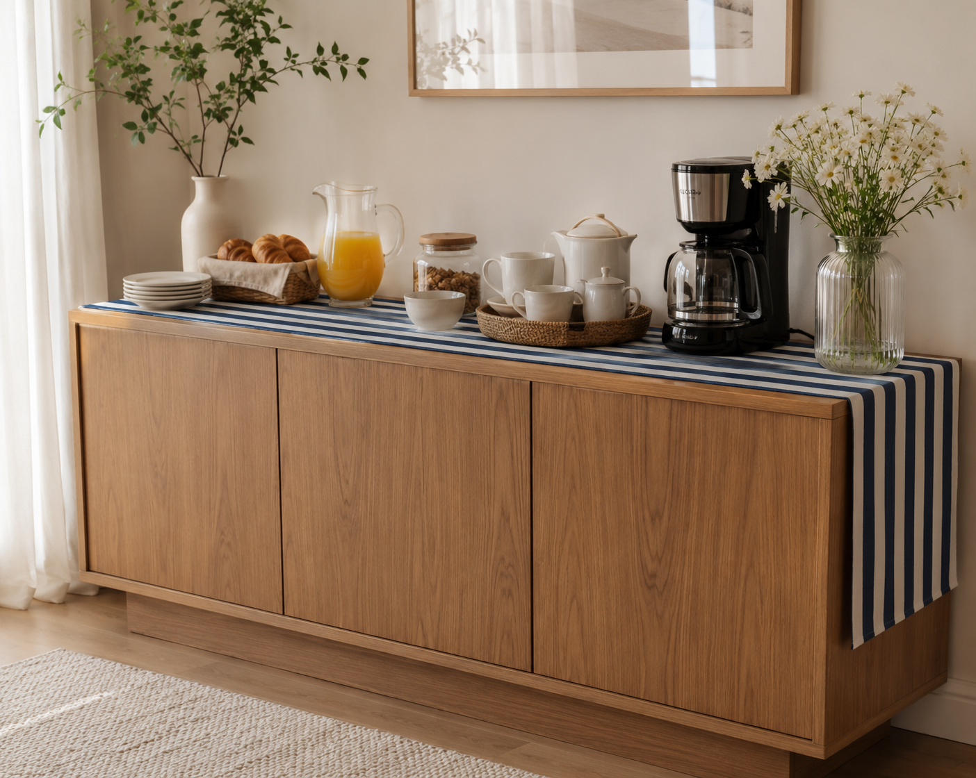 Caminho de mesa 50x200 cm para buffet e aparador moderno