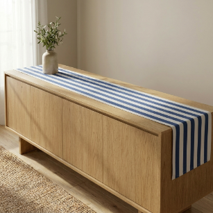 Caminho de mesa Mediterrâneo azul e branco para decoração sofisticada