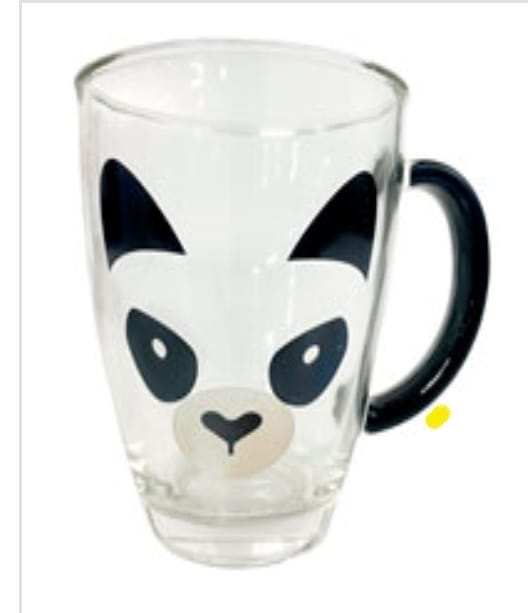 Caneca de Vidro Transparente com Desenho de Panda – 365ml – Caneca Divertida, Criativa e Fofa para Café, Chá e Presentes