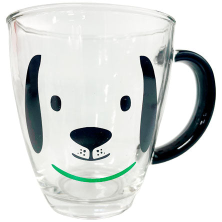 Caneca de Vidro Transparente com Estampa de Cachorro – Alça Preta – 300ml – Caneca Divertida, Criativa e Decorativa para Café, Chá e Presentes

