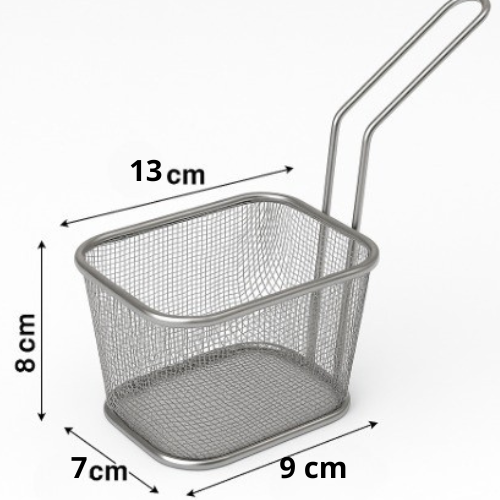 Cestinha de Fritura em Aço Inox 11×13×8cm | Mini Cesta Gourmet para Porções – Batata Frita - Frango - Legumes - Doca Express