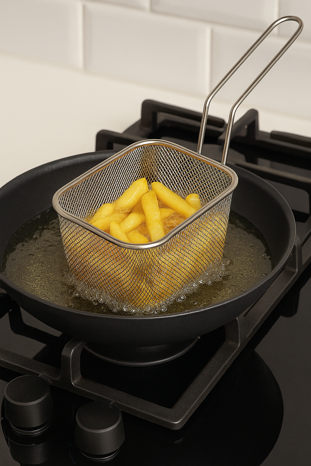 Cestinha de Fritura em Aço Inox 11×13×8cm | Mini Cesta Gourmet para Porções – Batata Frita - Frango - Legumes - Doca Express
