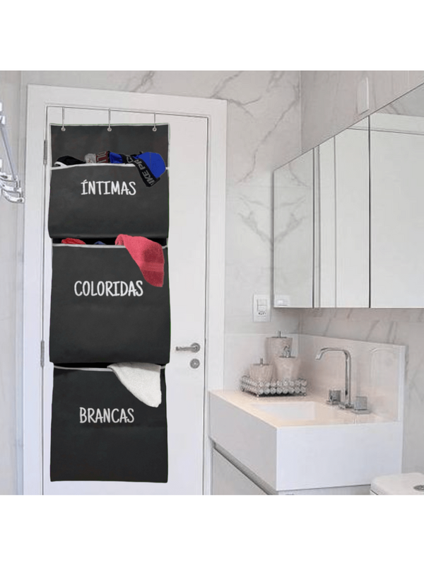 Cesto Organizador Suspenso para Porta com 3 Divisórias 46L Dobrável TNT | Roupa Suja, Brinquedos e Acessórios | Doca Express