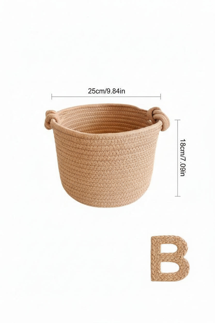 Cesto Organizador Trançado em Corda de Algodão com Alças | Decorativo para Lavanderia, Banheiro e Closet | Doca Express