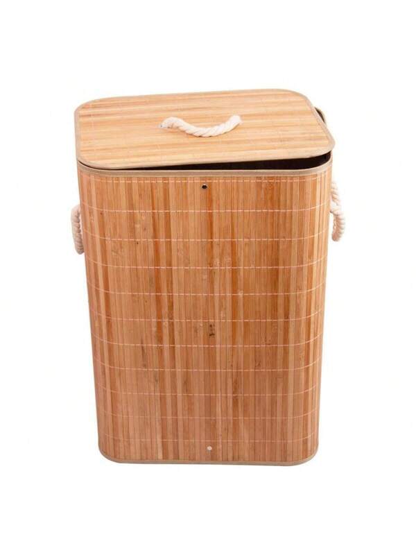 Cesto de Bambu com Tampa para Roupas 40x30x50cm | Organizador Natural Lavanderia e Banheiro | Doca Express