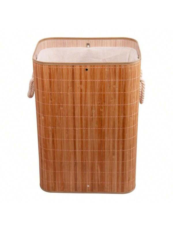 Cesto de Bambu com Tampa para Roupas 40x30x50cm | Organizador Natural Lavanderia e Banheiro | Doca Express