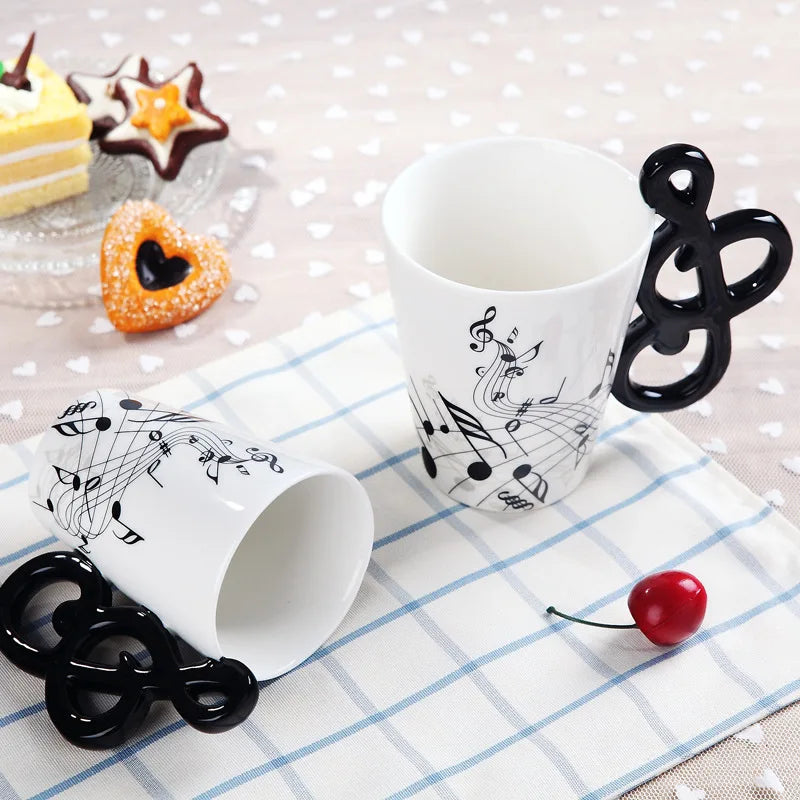 Cozinha - Caneca de 240ml Caneca de Cerâmica Guitarra Violino estilo bonito café chá leite stave canecas e copos com alça novidade presentes