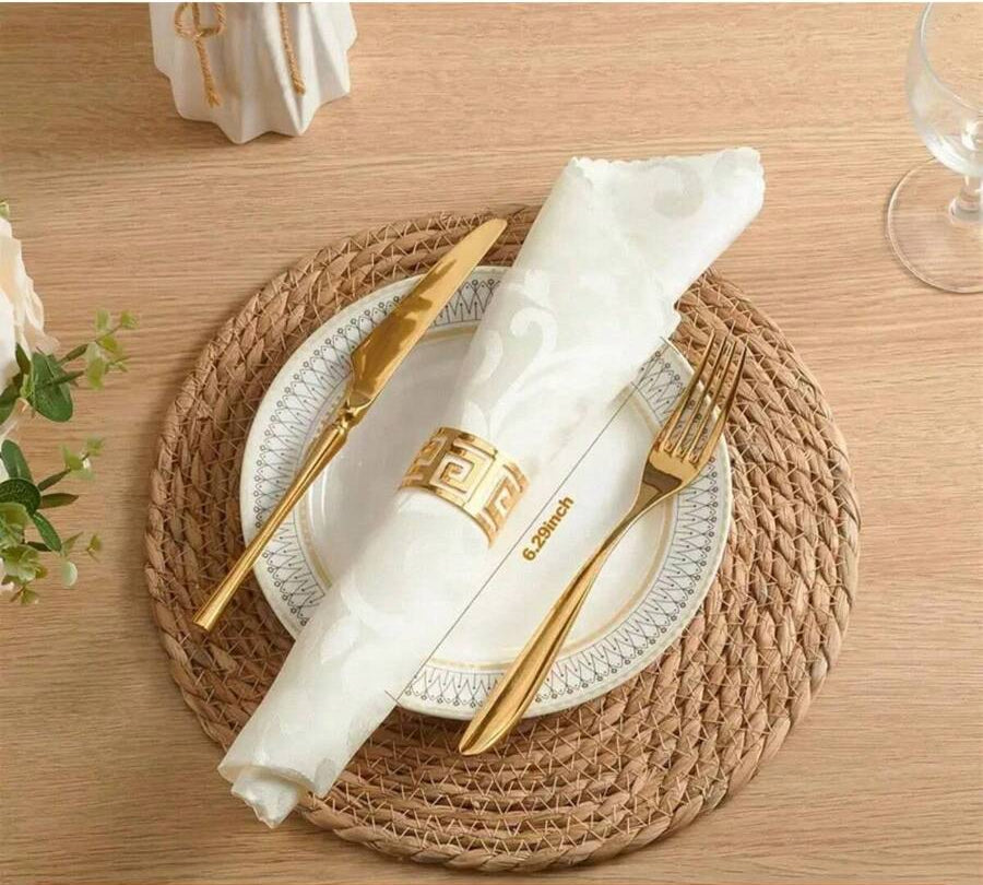 Jogo Americano de Palha Natural Redondo – Sousplat Rattan Mesa Posta (Kit 4/6 Peças) | Doca Express