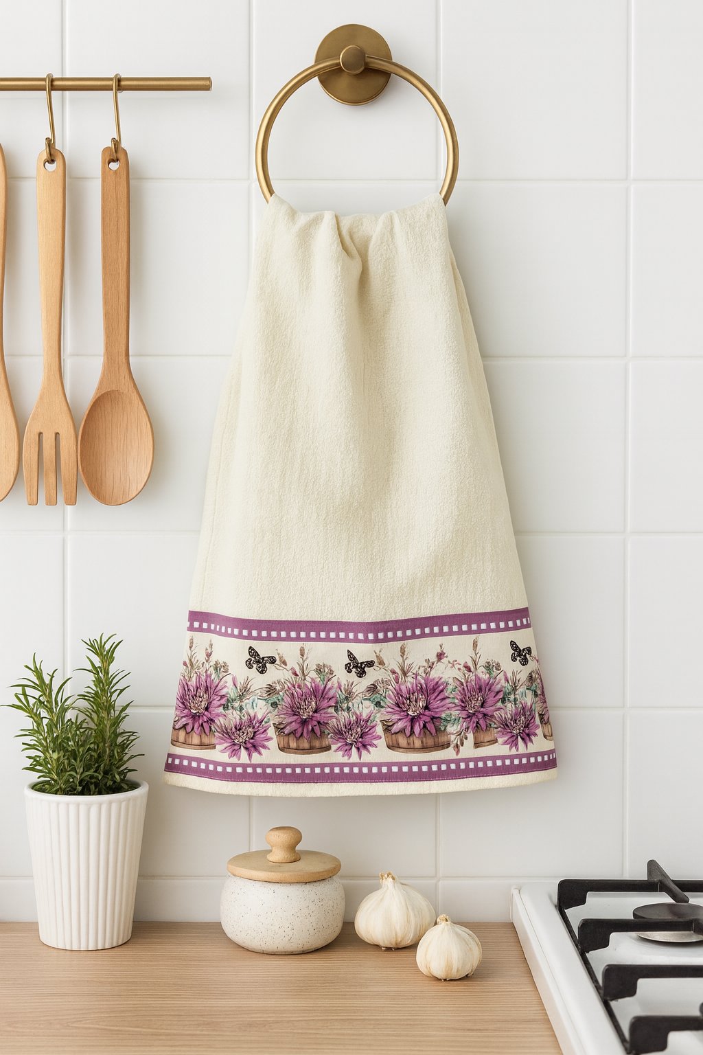 Kit 3 Panos de Cozinha 100% Algodão 40x70 com Barra Estampa Digital Suculentas – Cores Sortidas - Doca Express