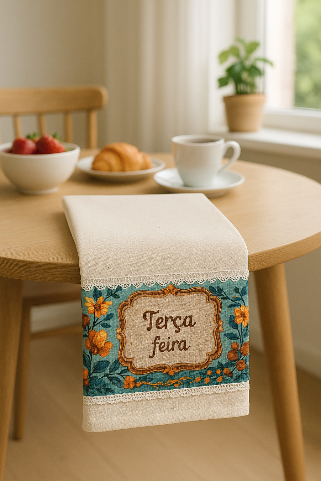 Kit Panos de Prato 7 Dias da Semana – Organização - 100 % Algodão - Barrado Estampa Digital Vintage - Charme e Praticidade na Sua Cozinha Gourmet - Doca Express