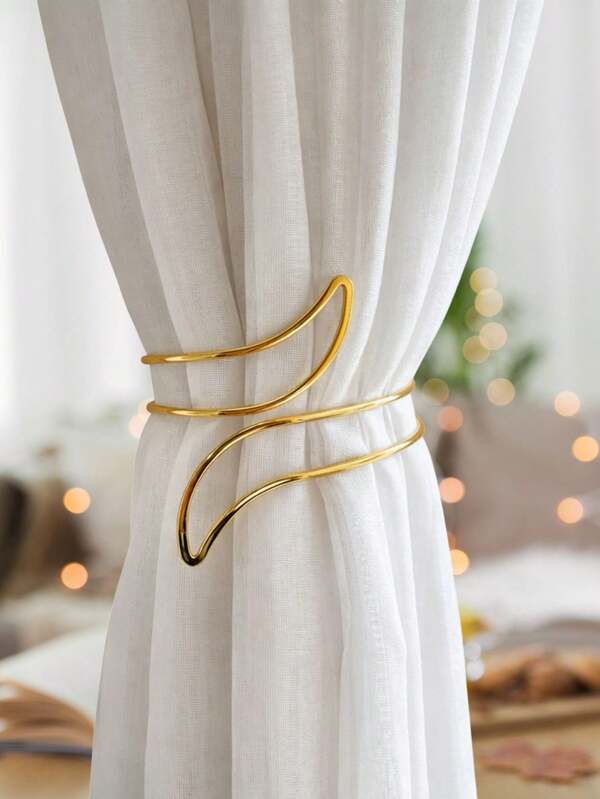 Kits 2 Prendedores de Cortina com Acabamento Premium em Aço Inoxidável - Abraçadeira Decorativa Luxo Dourado e Prateado - Doca Express Cortinas