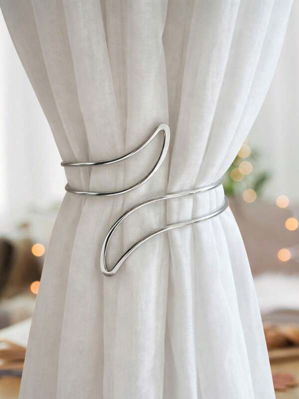 Kits 2 Prendedores de Cortina com Acabamento Premium em Aço Inoxidável - Abraçadeira Decorativa Luxo Dourado e Prateado - Doca Express Cortinas