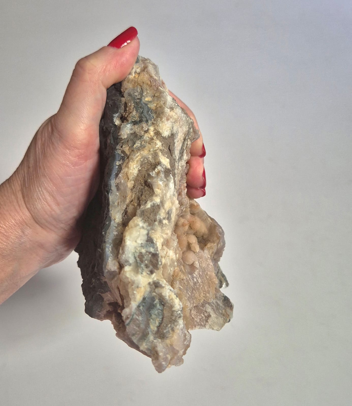 Peça Decorativa em Calcedônia Botrioidal Natural (1,455 kg) – Mineral Autêntico para Sala, Escritório e Ambientes Sofisticados - Doca Express