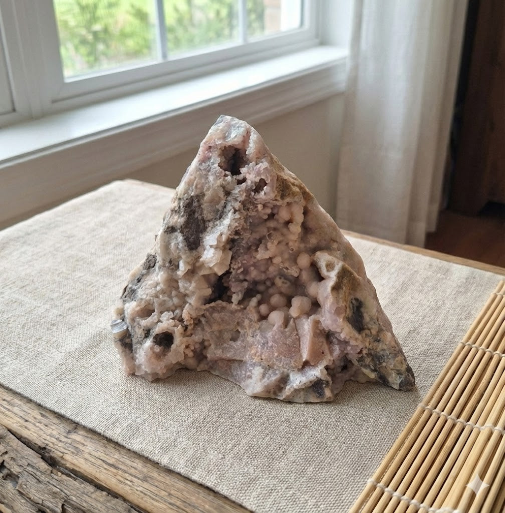 Peça Decorativa em Calcedônia Botrioidal Natural (1,455 kg) – Mineral Autêntico para Sala, Escritório e Ambientes Sofisticados - Doca Express