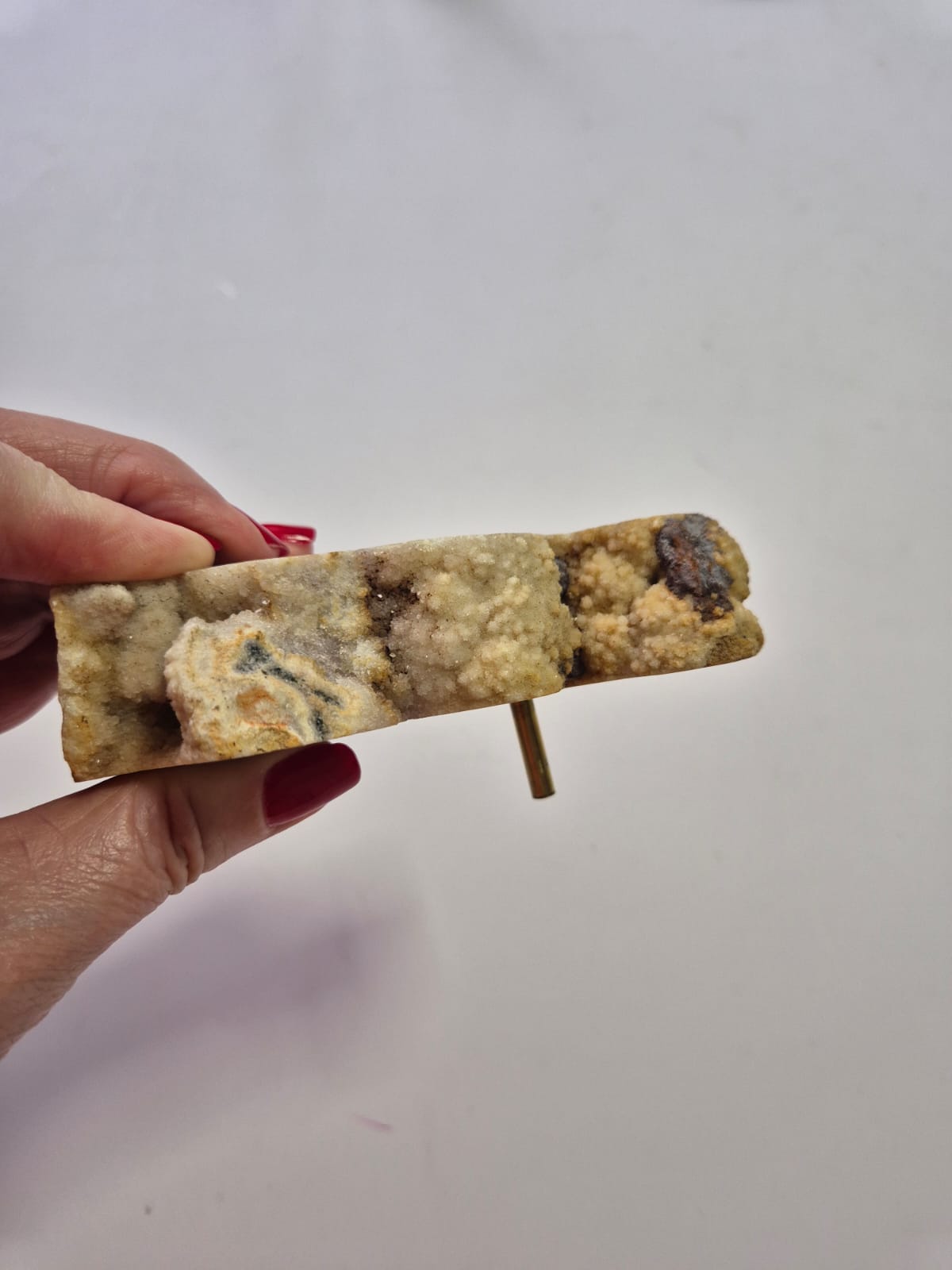 Pedra Natural Ágata Fatia com Suporte de Incenso em Cobre – Peça Única para Decoração, Aromaterapia e Energia – Base Orgânica em Corte Irregular - Doca Express