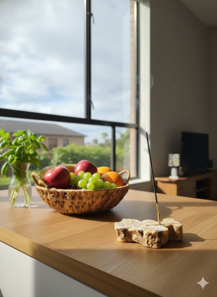 Pedra Natural Ágata Fatia com Suporte de Incenso em Cobre – Peça Única para Decoração, Aromaterapia e Energia – Base Orgânica em Corte Irregular - Doca Express