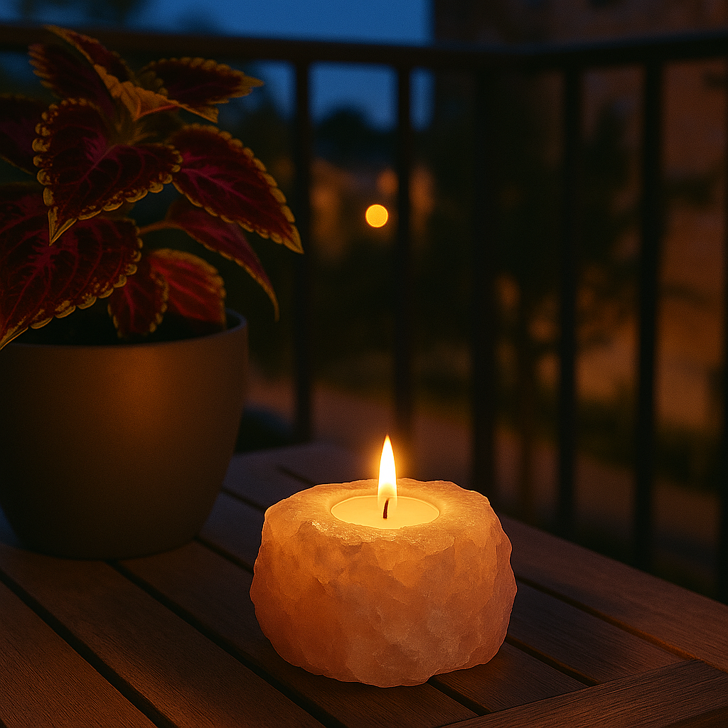 Porta-Velas em Quartzo Rosa Natural – Peça Bruta Lapidada | 1,48 kg | Decoração Zen, Amor, Harmonia e Bem-Estar | Pedra Autêntica – Doca Express