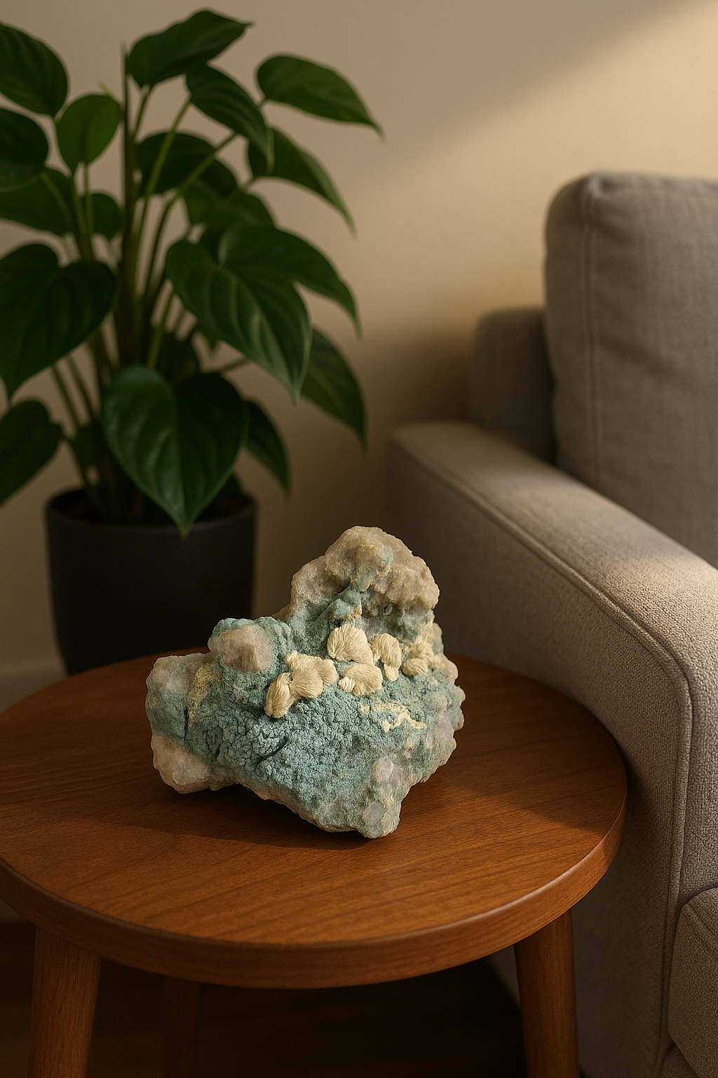 Rosetas de Barita Natural em Matriz Verde – Peça Mineral de 816 g | Barita Rósea com Crisocola/Malaquita | Decoração para Sala, Escritório e Espaços Zen | Energia de Aterramento e Clareza – Doca Express