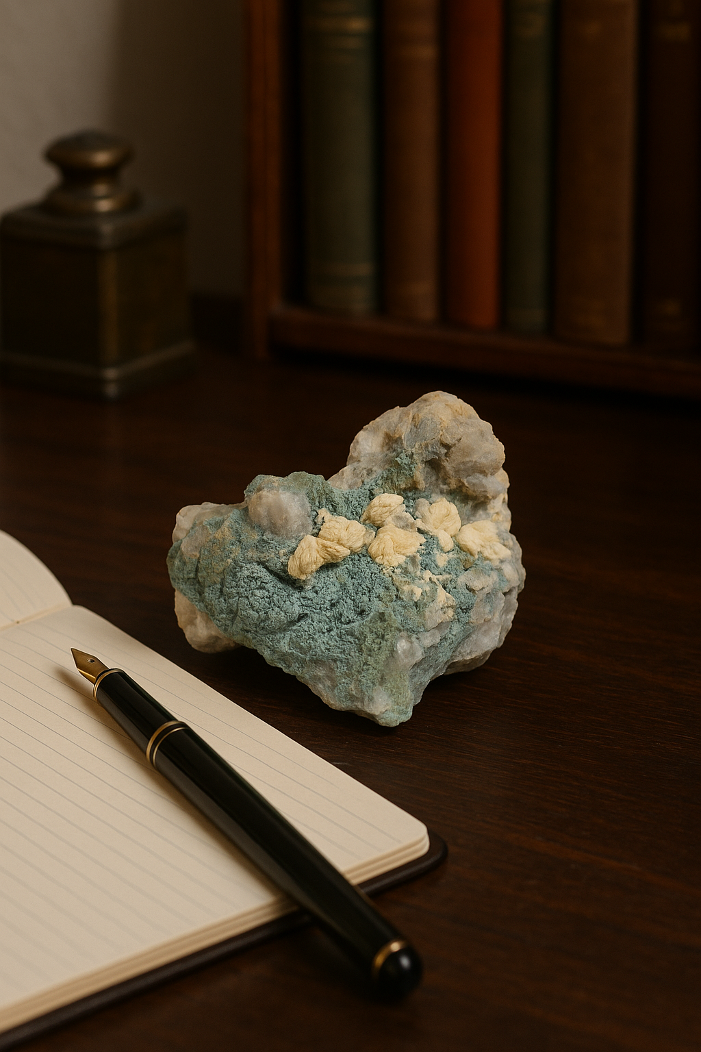 Rosetas de Barita Natural em Matriz Verde – Peça Mineral de 816 g | Barita Rósea com Crisocola/Malaquita | Decoração para Sala, Escritório e Espaços Zen | Energia de Aterramento e Clareza – Doca Express