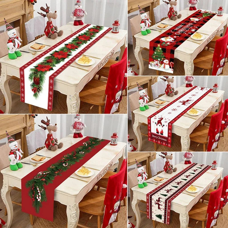 Christmas Table Runner Cloth Merry Christmas Table Decor for H024 Tablecloth Xmas Oome 2rnament Navidad Natal New Year Gift 2025