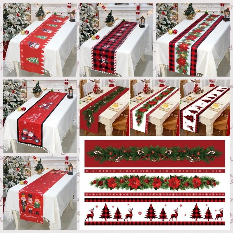 Christmas Table Runner Cloth Merry Christmas Table Decor for H024 Tablecloth Xmas Oome 2rnament Navidad Natal New Year Gift 2025