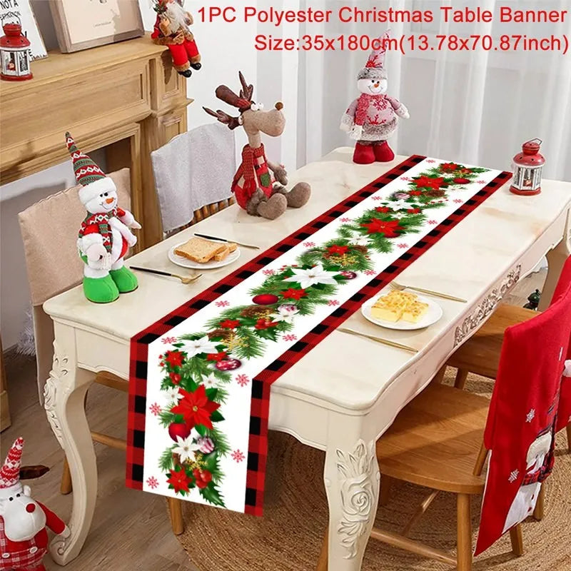 Christmas Table Runner Cloth Merry Christmas Table Decor for H024 Tablecloth Xmas Oome 2rnament Navidad Natal New Year Gift 2025