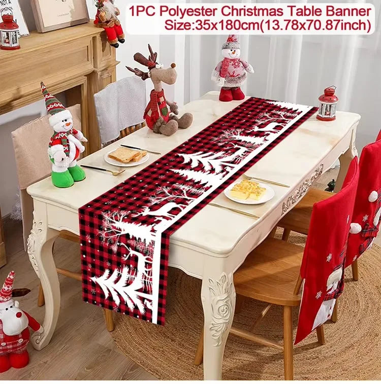 Christmas Table Runner Cloth Merry Christmas Table Decor for H024 Tablecloth Xmas Oome 2rnament Navidad Natal New Year Gift 2025