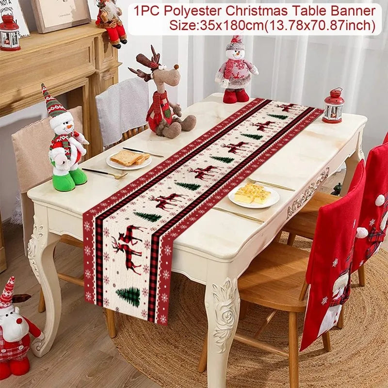 Christmas Table Runner Cloth Merry Christmas Table Decor for H024 Tablecloth Xmas Oome 2rnament Navidad Natal New Year Gift 2025
