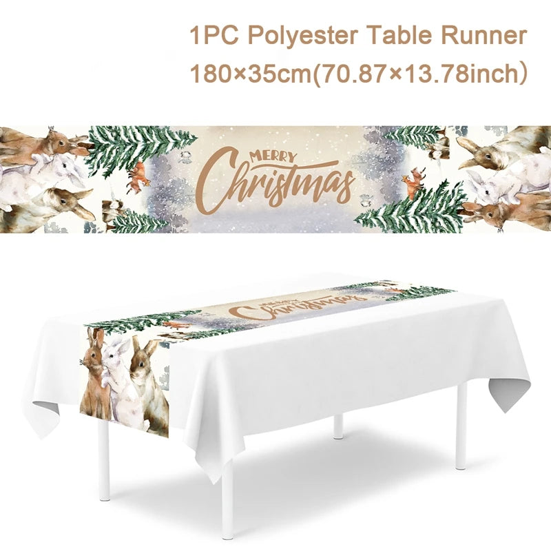 Christmas Table Runner Cloth Merry Christmas Table Decor for H024 Tablecloth Xmas Oome 2rnament Navidad Natal New Year Gift 2025