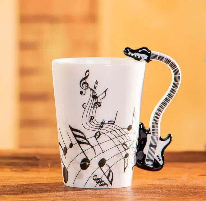 Cozinha - Caneca de 240ml Caneca de Cerâmica Guitarra Violino estilo bonito café chá leite stave canecas e copos com alça novidade presentes