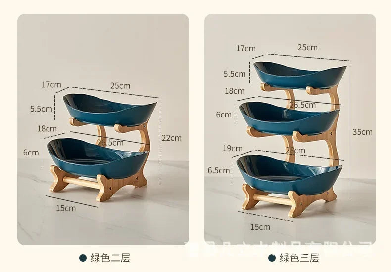 Creative fruit plate, European-style light luxury dried fruit plate, ,candy tray，bamboo and wood rack, household snack plate