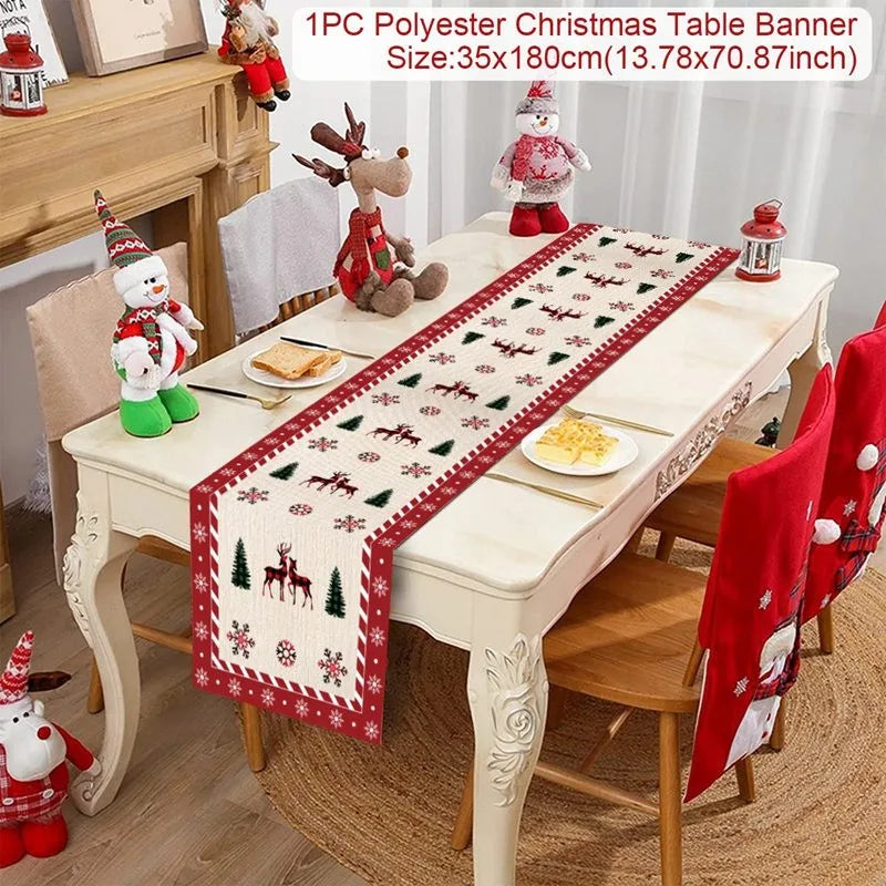 Christmas Table Runner Cloth Merry Christmas Table Decor for H024 Tablecloth Xmas Oome 2rnament Navidad Natal New Year Gift 2025