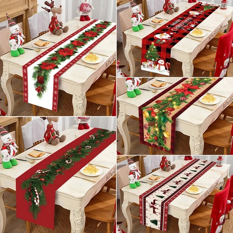 Christmas Table Runner Cloth Merry Christmas Table Decor for H024 Tablecloth Xmas Oome 2rnament Navidad Natal New Year Gift 2025