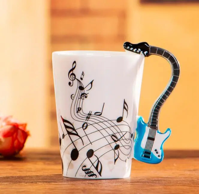 Cozinha - Caneca de 240ml Caneca de Cerâmica Guitarra Violino estilo bonito café chá leite stave canecas e copos com alça novidade presentes