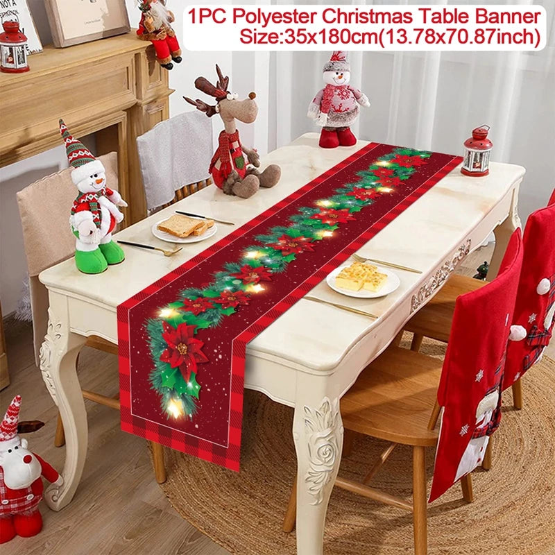 Christmas Table Runner Cloth Merry Christmas Table Decor for H024 Tablecloth Xmas Oome 2rnament Navidad Natal New Year Gift 2025