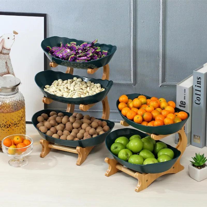 Layer Fruit Plate Home Living Room Plastic Snack Dish Creative Modern Dried Fruit Basket Candy Dish Cake Stand Salad Bowl
