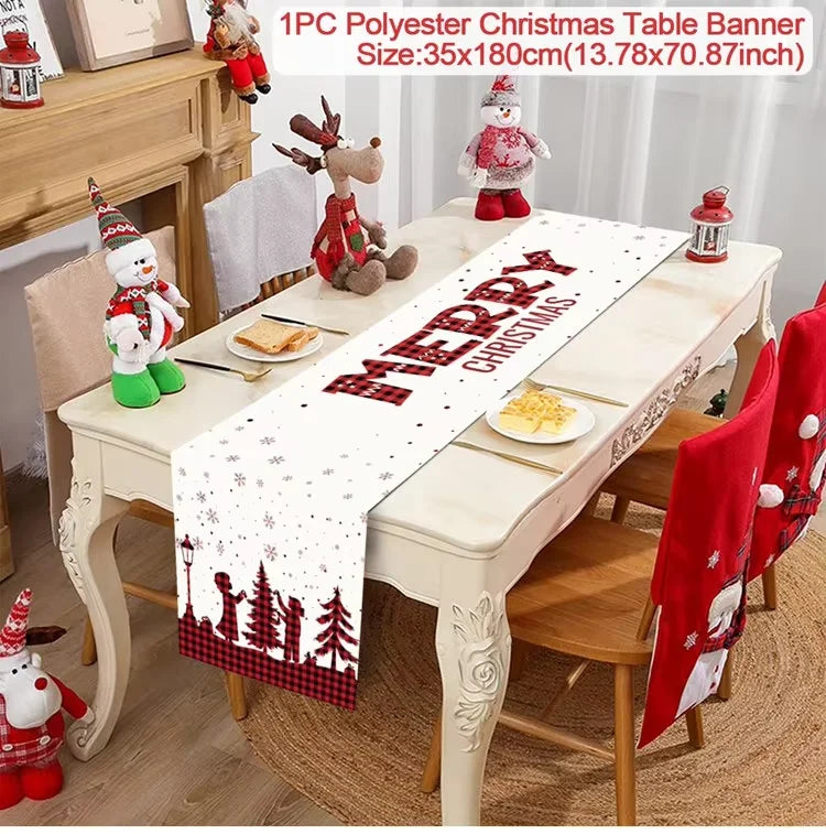 Christmas Table Runner Cloth Merry Christmas Table Decor for H024 Tablecloth Xmas Oome 2rnament Navidad Natal New Year Gift 2025