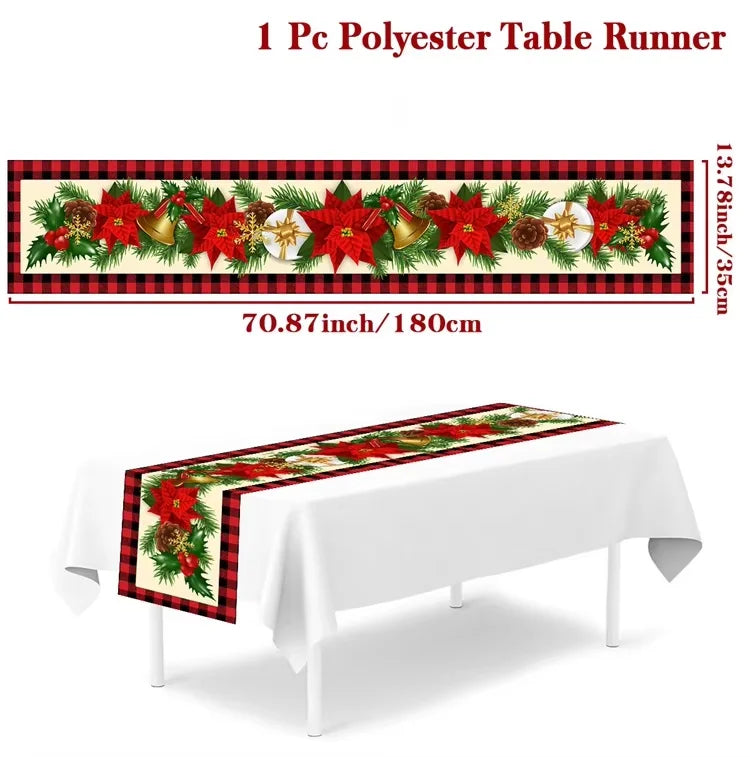 Christmas Table Runner Cloth Merry Christmas Table Decor for H024 Tablecloth Xmas Oome 2rnament Navidad Natal New Year Gift 2025