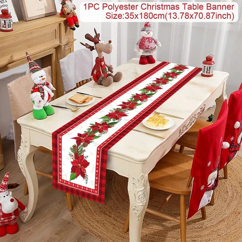 Christmas Table Runner Cloth Merry Christmas Table Decor for H024 Tablecloth Xmas Oome 2rnament Navidad Natal New Year Gift 2025