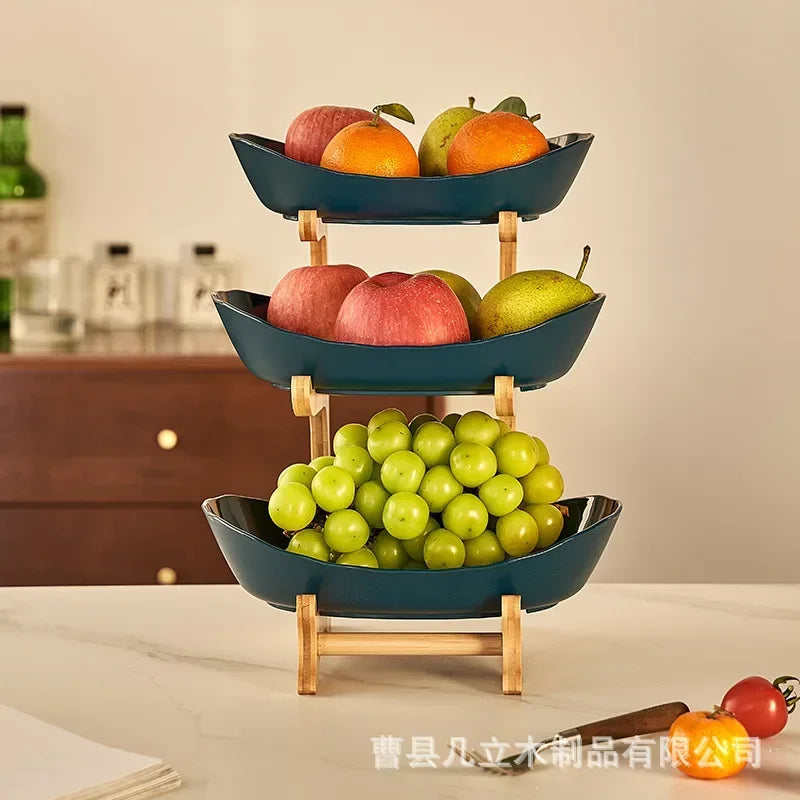 Creative fruit plate, European-style light luxury dried fruit plate, ,candy tray，bamboo and wood rack, household snack plate