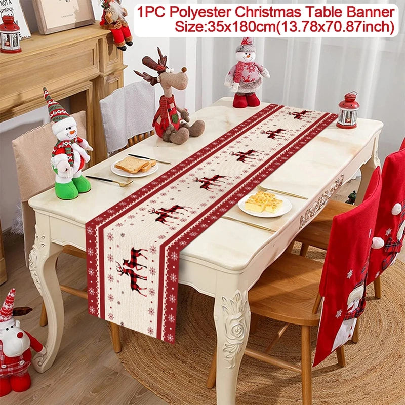 Christmas Table Runner Cloth Merry Christmas Table Decor for H024 Tablecloth Xmas Oome 2rnament Navidad Natal New Year Gift 2025