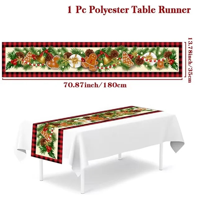 Christmas Table Runner Cloth Merry Christmas Table Decor for H024 Tablecloth Xmas Oome 2rnament Navidad Natal New Year Gift 2025