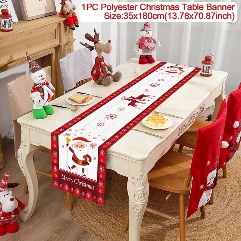 Christmas Table Runner Cloth Merry Christmas Table Decor for H024 Tablecloth Xmas Oome 2rnament Navidad Natal New Year Gift 2025