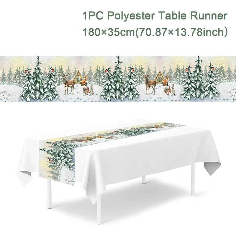 Christmas Table Runner Cloth Merry Christmas Table Decor for H024 Tablecloth Xmas Oome 2rnament Navidad Natal New Year Gift 2025